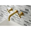 Kingston Brass KS8127ZX Millennium 2-Handle Wall Mount Bathroom Faucet, Brushed Brass KS8127ZX